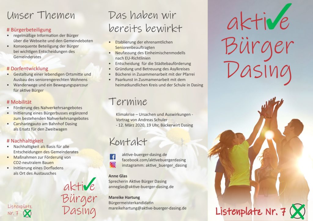 Flyer Aktive Bürger Dasing Vorderseite